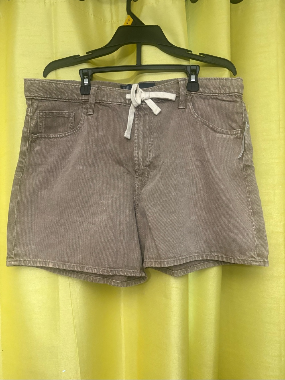 GAP Women's Washed Brown Jean Shorts with Drawstring